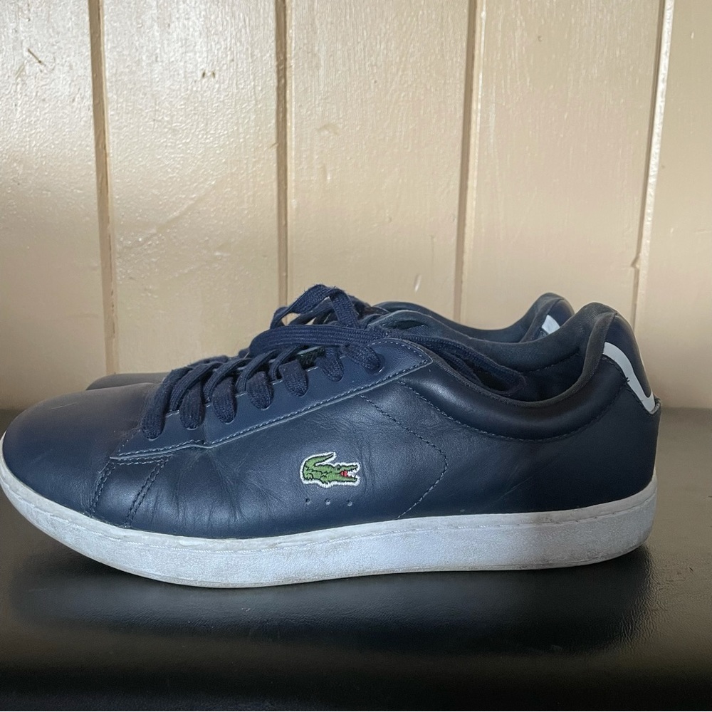 Lacoste Graduate Tonal Navy Leather Trainer Sneaker - Picture 3 of 8
